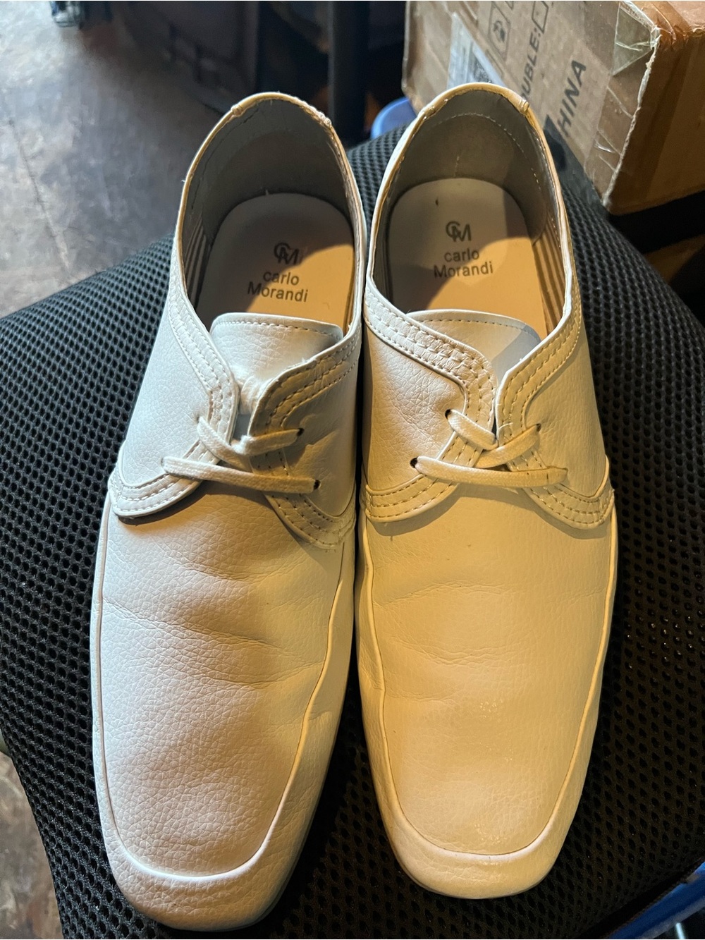 Men’s White Casual Leather Lace-Up Shoes